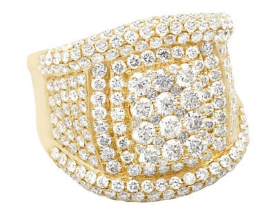 Pre-owned Jewelry Unlimited Mens 14k Yellow Gold Round Genuine Diamond Xl Statement Wedding Ring 6ct 22mm