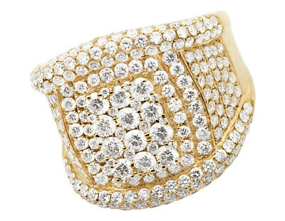 Pre-owned Jewelry Unlimited Mens 14k Yellow Gold Round Genuine Diamond Xl Statement Wedding Ring 6ct 22mm