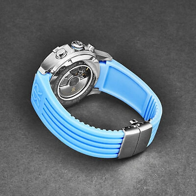 Pre-owned Revue Thommen Mens Air Speed Black Dial Blue Strap Automatic Watch 16071.6735