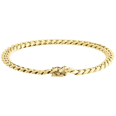 Pre-owned Jfl Diamonds & Timepieces Mens Real 10k Yellow Gold 7mm Solid Miami Cuban Link Fancy Bracelet Box Clasp 9"