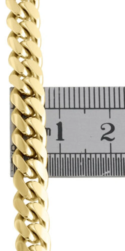 Pre-owned Jfl Diamonds & Timepieces Mens Real 10k Yellow Gold 7mm Solid Miami Cuban Link Fancy Bracelet Box Clasp 9"