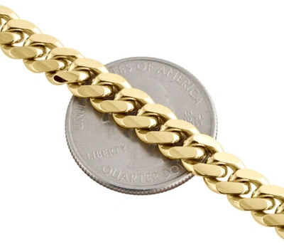 Pre-owned Jfl Diamonds & Timepieces Mens Real 10k Yellow Gold 7mm Solid Miami Cuban Link Fancy Bracelet Box Clasp 9"