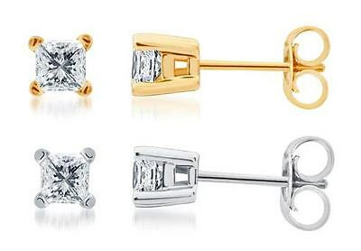 Pre-owned Jewelry Unlimited Solid 14k Yellow Gold Princess Cut Diamond Solitaire Studs Earrings 1ct