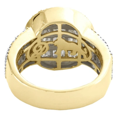 Pre-owned Jfl Diamonds & Timepieces 10k Yellow Gold Baguette Diamond Circle Statement Band 17mm Pinky Ring 1.85 Ct. In White