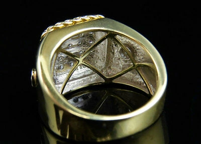 Pre-owned Jewelry Unlimited Men's 10k Yellow Gold Cuban Border Square Frame Real Diamond Pinky Ring 1.55ct