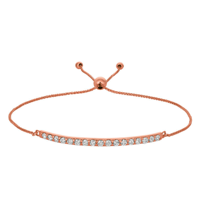 Pre-owned Morris 0.75 Carat Natural Diamond Bolo Bar Bracelet Si 14k White Gold 7'' Adjustable