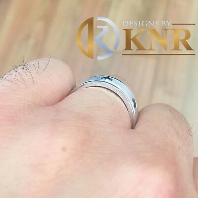 Pre-owned Knr Inc 14k White Gold Round Cut Sapphire Band Ring Eternity Art Deco Wedding 0.35ctw In Blue