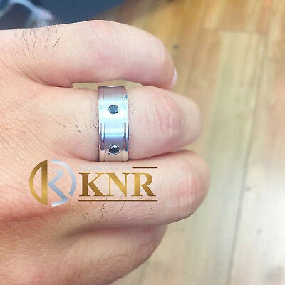 Pre-owned Knr Inc 14k White Gold Round Cut Sapphire Band Ring Eternity Art Deco Wedding 0.35ctw In Blue
