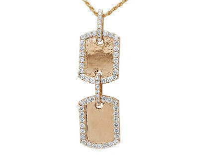 Pre-owned Jewelry Unlimited Double Dog-tag Egl Certified Vvs 7ct Real Diamond Pendant 10k Rose Gold 2.5" In I-j