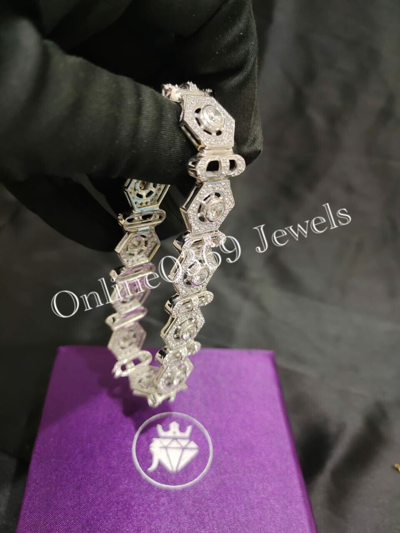 Pre-owned Online0369 6.89 Ct Round Natural Vvs Moissanite Men's Bracelet 925 Sterling Silver In White