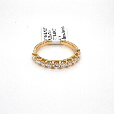 Pre-owned Handmade 18k Yellow Gold 1.10 Ct Diamond Shared Prong Wedding Band, 3gm, Size 6.75, S1423 In G-h