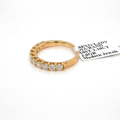 Pre-owned Handmade 18k Yellow Gold 1.10 Ct Diamond Shared Prong Wedding Band, 3gm, Size 6.75, S1423 In G-h