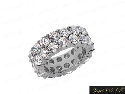 Pre-owned Jewelwesell 6.8ct Round Staggered 2row Anniversary Diamond Eternity Band Ring 18k Gold I Si2