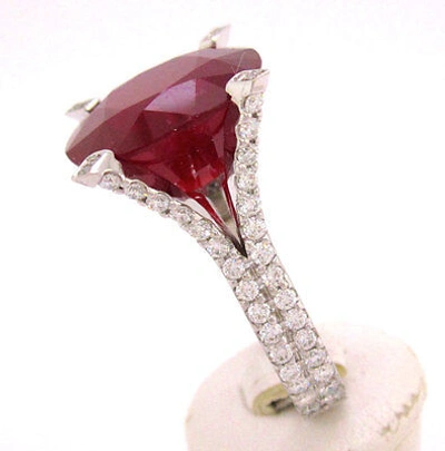 Pre-owned Ruby 14k White Gold 14.20ctw Cushion Cut  Diamond Ring Micro Pave Set Bridal