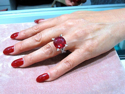 Pre-owned Ruby 14k White Gold 14.20ctw Cushion Cut  Diamond Ring Micro Pave Set Bridal