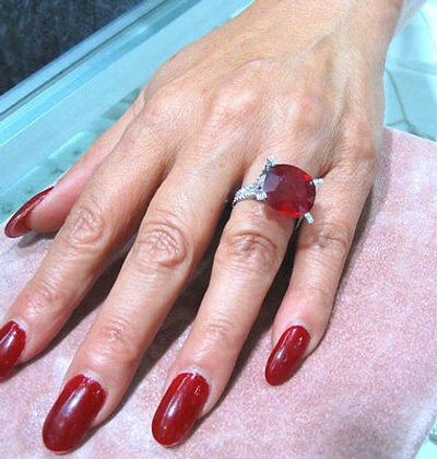 Pre-owned Ruby 14k White Gold 14.20ctw Cushion Cut  Diamond Ring Micro Pave Set Bridal