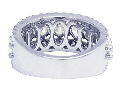 Pre-owned Jewelry Unlimited 14k White Gold 3 Row 2.9ct Real Diamonds Eternity Ring Band 10mm