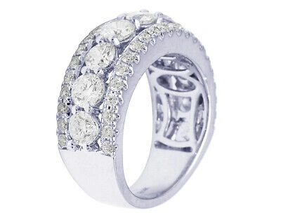 Pre-owned Jewelry Unlimited 14k White Gold 3 Row 2.9ct Real Diamonds Eternity Ring Band 10mm