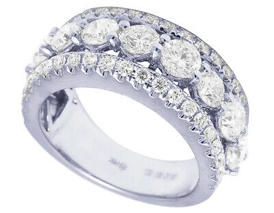 Pre-owned Jewelry Unlimited 14k White Gold 3 Row 2.9ct Real Diamonds Eternity Ring Band 10mm