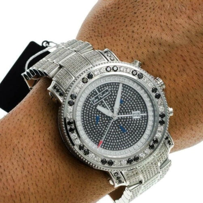 Pre-owned Joe Rodeo Men's Diamond Watch  Junior Jju44 13.25 Ct Illusion Dial In White ; Black