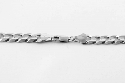 Pre-owned Gd Diamond 8.35mm 22" 46.00gm 14k Sold Gold White Men's Flat Polished Cuban Chain Necklace