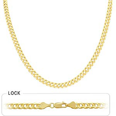 Pre-owned Gd Diamond 5.9mm 24" 24.50gm 14k Gold Solid Yellow Men's Women's Flat Cuban Necklace Chain