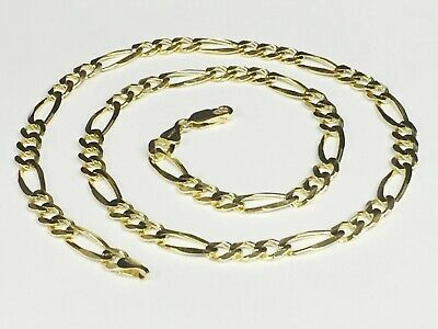 Pre-owned R C I 14k Yellow Gold 22" Solidfigaro Curb Link Chain/necklace 4.5mm 16 Grams In No Stone