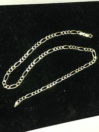 Pre-owned R C I 14k Yellow Gold 22" Solidfigaro Curb Link Chain/necklace 4.5mm 16 Grams In No Stone