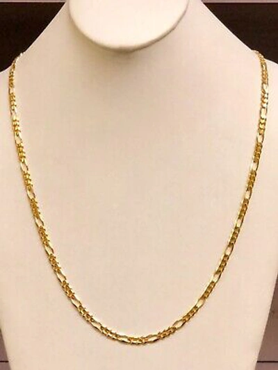 Pre-owned R C I 14k Yellow Gold 22" Solidfigaro Curb Link Chain/necklace 4.5mm 16 Grams In No Stone