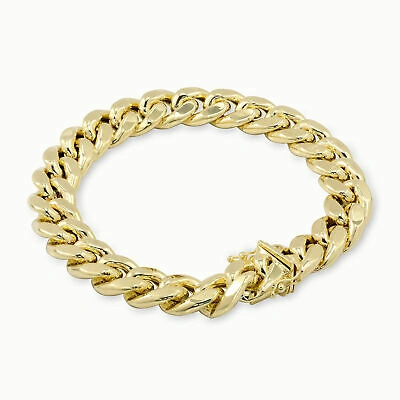 Pre-owned Nuragold 10k Yellow Gold 13mm Mens Miami Cuban Link Italian Chain Bracelet Box Clasp 8.5"