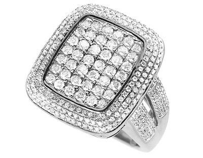 Pre-owned Jewelry Unlimited Men's 10k White Gold Genuine Diamond Square Split Shank Pinky Ring 2.45ct 23mm