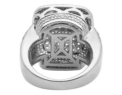 Pre-owned Jewelry Unlimited Men's 10k White Gold Genuine Diamond Square Split Shank Pinky Ring 2.45ct 23mm