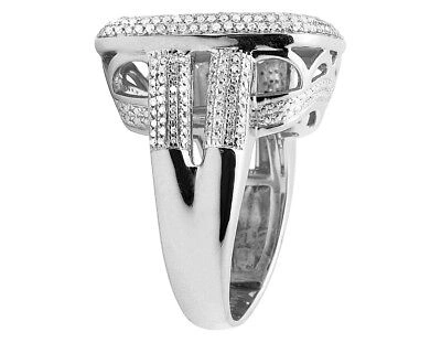 Pre-owned Jewelry Unlimited Men's 10k White Gold Genuine Diamond Square Split Shank Pinky Ring 2.45ct 23mm