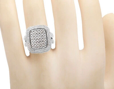 Pre-owned Jewelry Unlimited Men's 10k White Gold Genuine Diamond Square Split Shank Pinky Ring 2.45ct 23mm