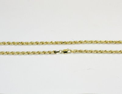 Pre-owned Gd Diamond 3.00mm 20" 17.00gm Solid 14k Gold Yellow Men's Diamond Cut Rope Chain Necklace