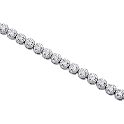 Pre-owned Jfl Diamonds & Timepieces 10k White Gold Round Diamond Crown Set Solitaire Prong Set 7" Bracelet 2.07 Ct.