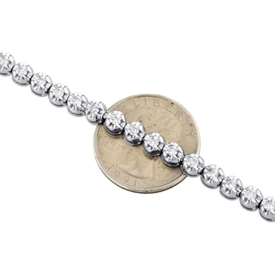 Pre-owned Jfl Diamonds & Timepieces 10k White Gold Round Diamond Crown Set Solitaire Prong Set 7" Bracelet 2.07 Ct.