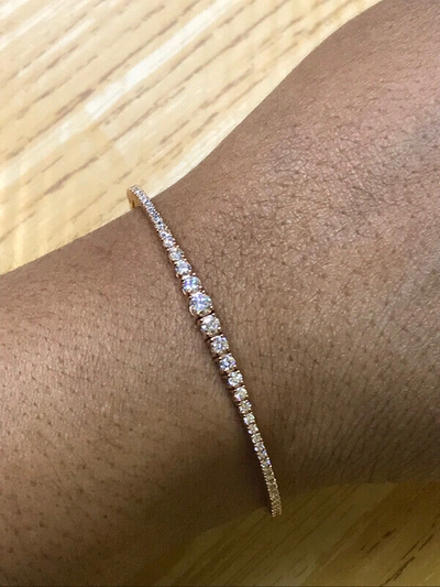 Pre-owned Morris 1.25 Carat Natural Diamond Flexible Bracelet Si 14k Rose Gold 7''