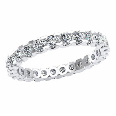 Pre-owned Jewelwesell Natural 1.50ctw Low Shared U-prong Eternity Band Ring Round Cut Diamond 18k Gold