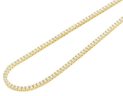 Pre-owned Jewelry Unlimited 8 Pointer 10 3/4 Ct Real Diamond 4 Prong Set Tennis Chain Necklace 10k Gold 3... In G-h