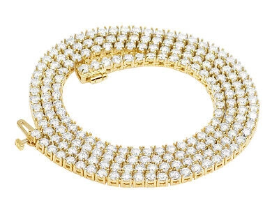 Pre-owned Jewelry Unlimited 8 Pointer 10 3/4 Ct Real Diamond 4 Prong Set Tennis Chain Necklace 10k Gold 3... In G-h