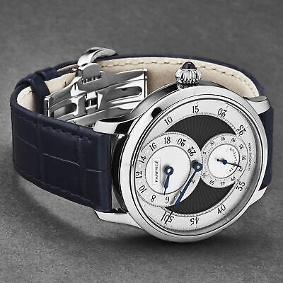 Pre-owned Fabergé Faberge Men's 'agathon' Regulateur Silver/grey Enamel Dial Manual Wind Fab-216