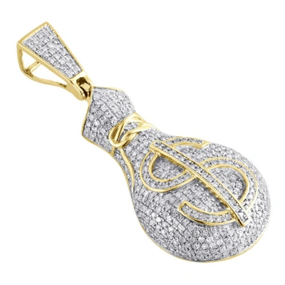 Diamond Dollar Sign Pendant Mens 10K Yellow Gold Money Symbol Charm 0.54  Tcw. - JFL Diamonds & Timepieces