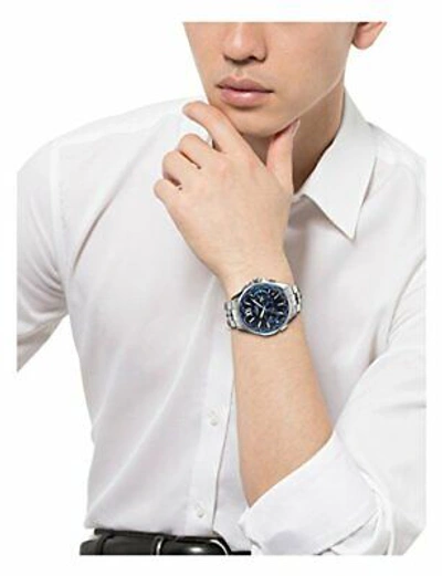 Pre-owned Casio Oceanus Manta Solar Radio Ocw-s3400-1ajf Men's Watch Silver From Japan