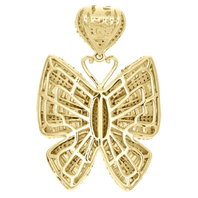 Pre-owned Jfl Diamonds & Timepieces 10k Yellow Gold Round & Baguette Diamond Butterfly Pendant 1.50" Charm 2.80 Ct. In White