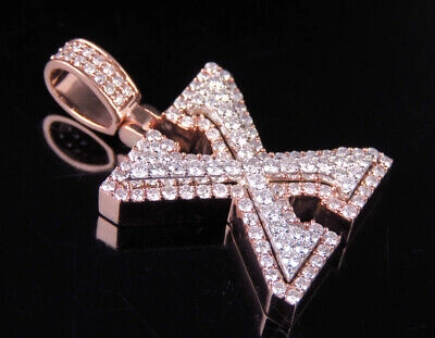 Pre-owned Jewelry Unlimited Custom Letter X Initial Diamond 3d Pendant Charm 10k Two Tone Gold 1.7 Ct 1.5" In G-h