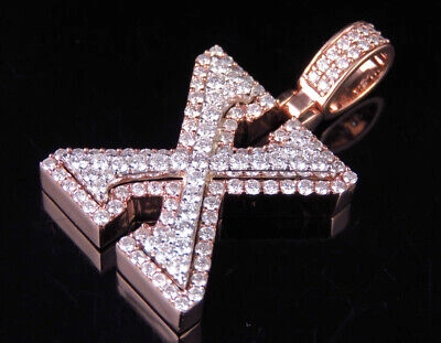 Pre-owned Jewelry Unlimited Custom Letter X Initial Diamond 3d Pendant Charm 10k Two Tone Gold 1.7 Ct 1.5" In G-h