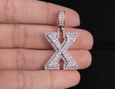 Pre-owned Jewelry Unlimited Custom Letter X Initial Diamond 3d Pendant Charm 10k Two Tone Gold 1.7 Ct 1.5" In G-h