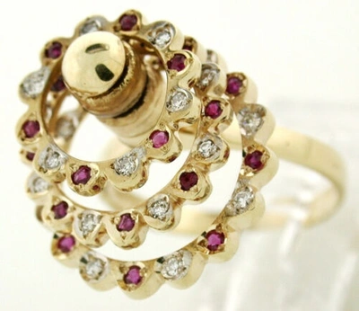 Pre-owned Gems4me Gold Motion Ring Diamonds & Precious Stones Triple Circles - Fl858