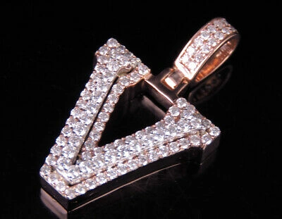Pre-owned Jewelry Unlimited Custom Letter V Initial Diamond 3d Pendant Charm 10k Two Tone Gold 1 3/4 Ct 1.5" In G-h